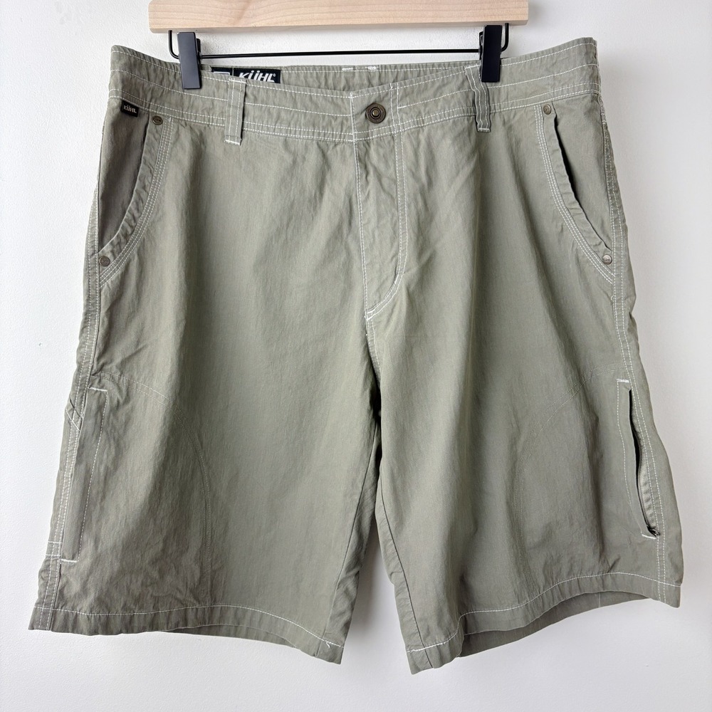 KUHL Ramblr 10" Hiking Shorts Mens 36 Light Olive Green Outdoor Trail Cargo